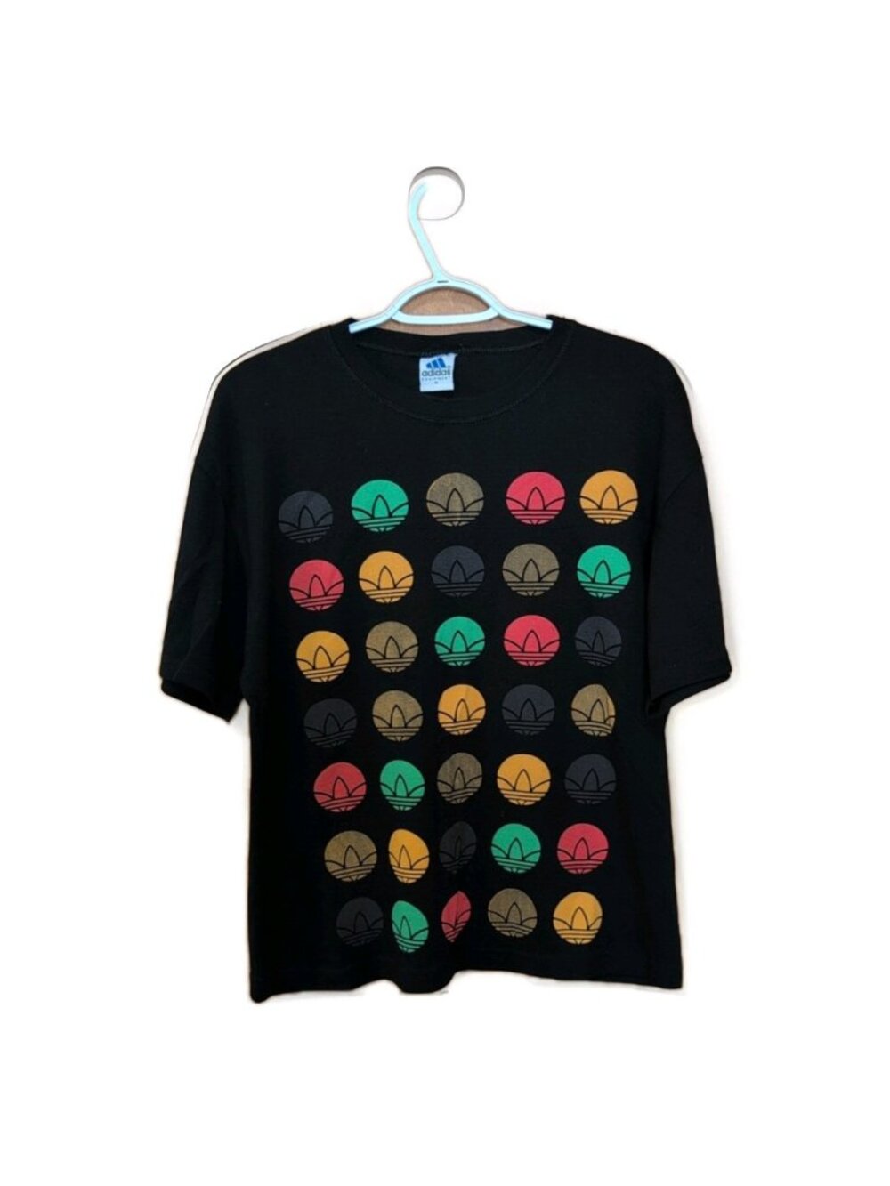 Adidas Shirt Men's M Black Vintage Short Sleeve Retro Graphic T-Shirt Crew Neck